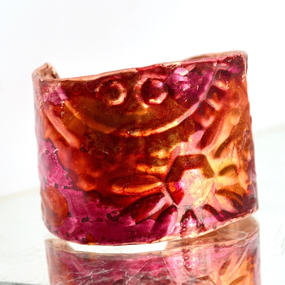 Colorful Copper Cuff Bracelet Boho Gift Trippy Festival Statement Spartan Gladia
